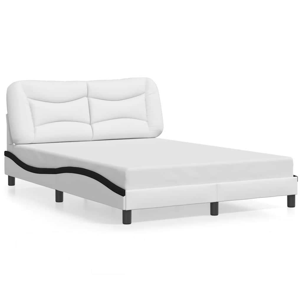 vidaXL Bedframe zonder matras "Hvar" kunstleer wit en zwart 140x190 cm, foto 3
