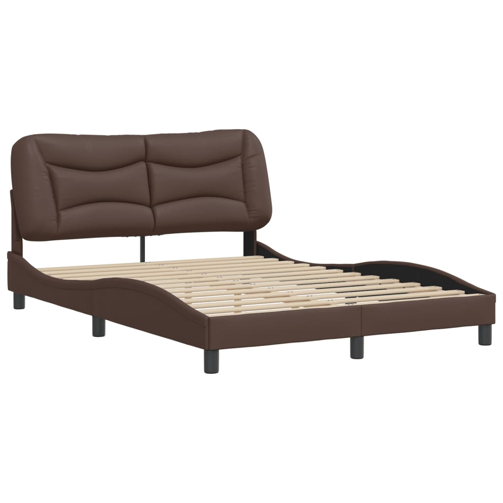 vidaXL Bedframe met hoofdbord kunstleer bruin 140x200 cm afbeelding