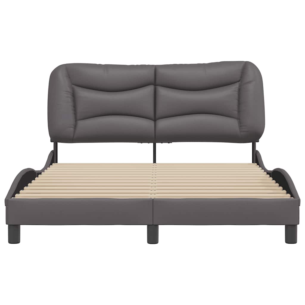 vidaXL Bedframe zonder matras "Hvar" kunstleer grijs 140x200 cm, foto 4