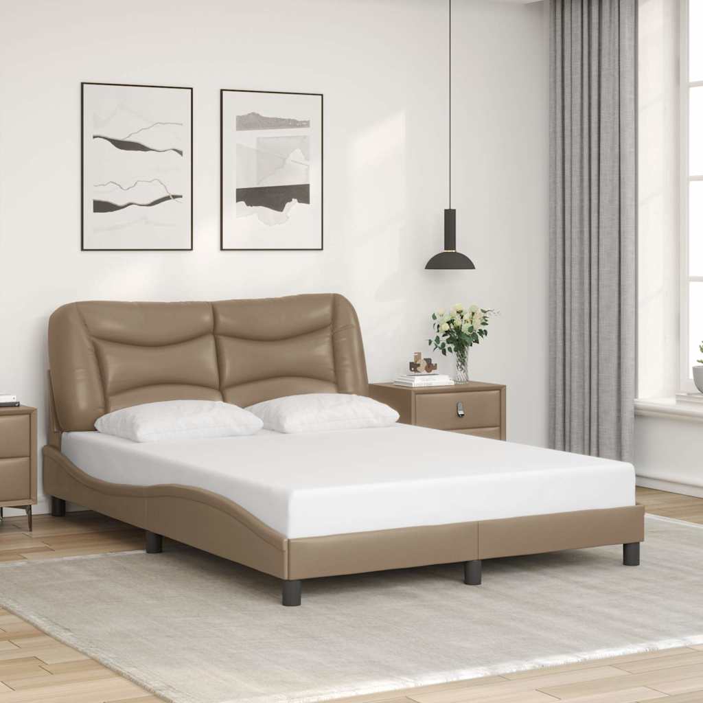 vidaXL sengeramme uden madras Hvar 140x200 cm kunstlæder cappuccinofarvet