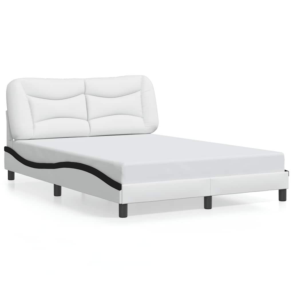 vidaXL Bedframe zonder matras "Hvar" kunstleer zwart en wit 140x200 cm, foto 3