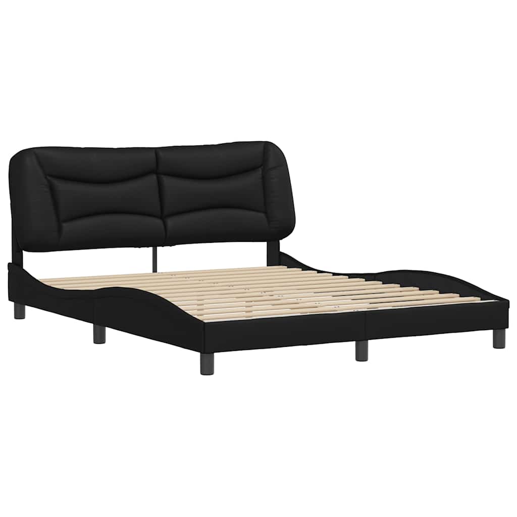 vidaXL Bedframe zonder matras "Hvar" kunstleer zwart 160x200 cm, foto 2