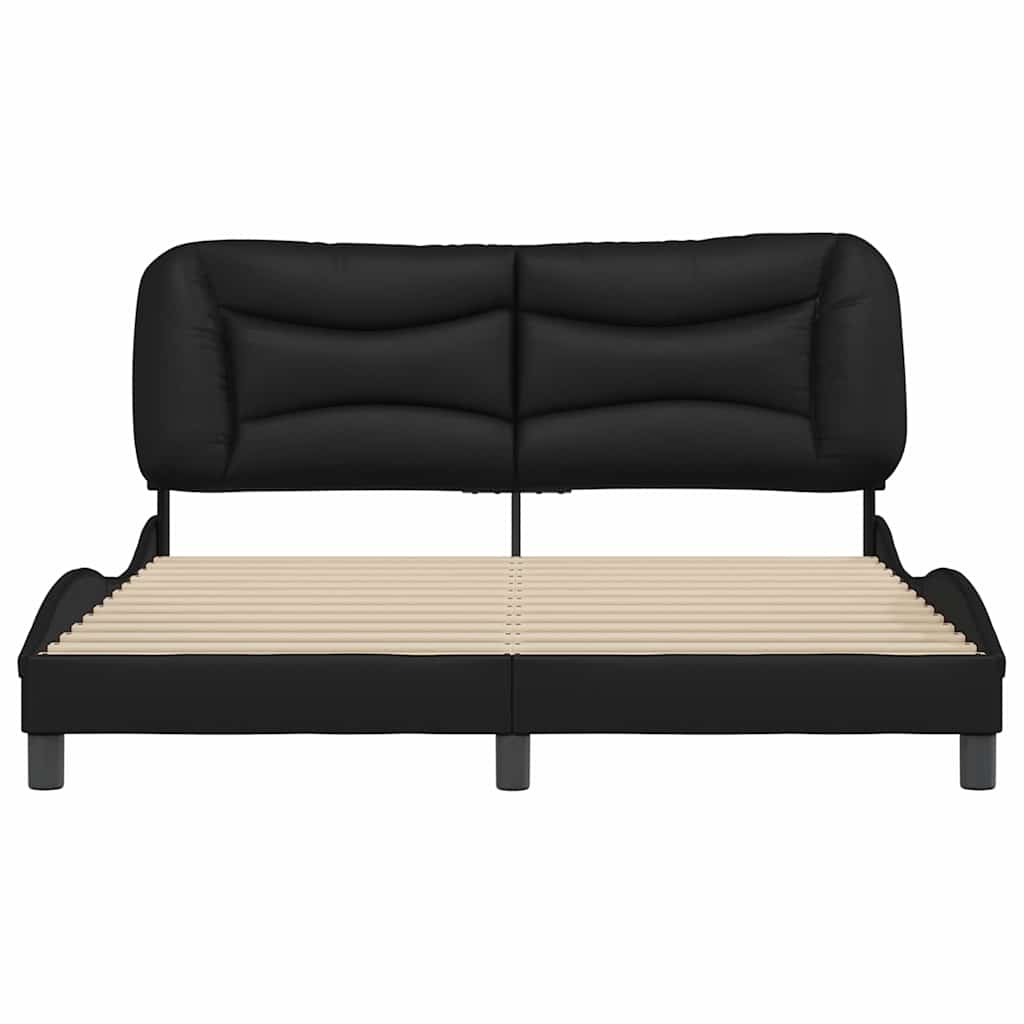 vidaXL Bedframe zonder matras "Hvar" kunstleer zwart 160x200 cm, foto 4