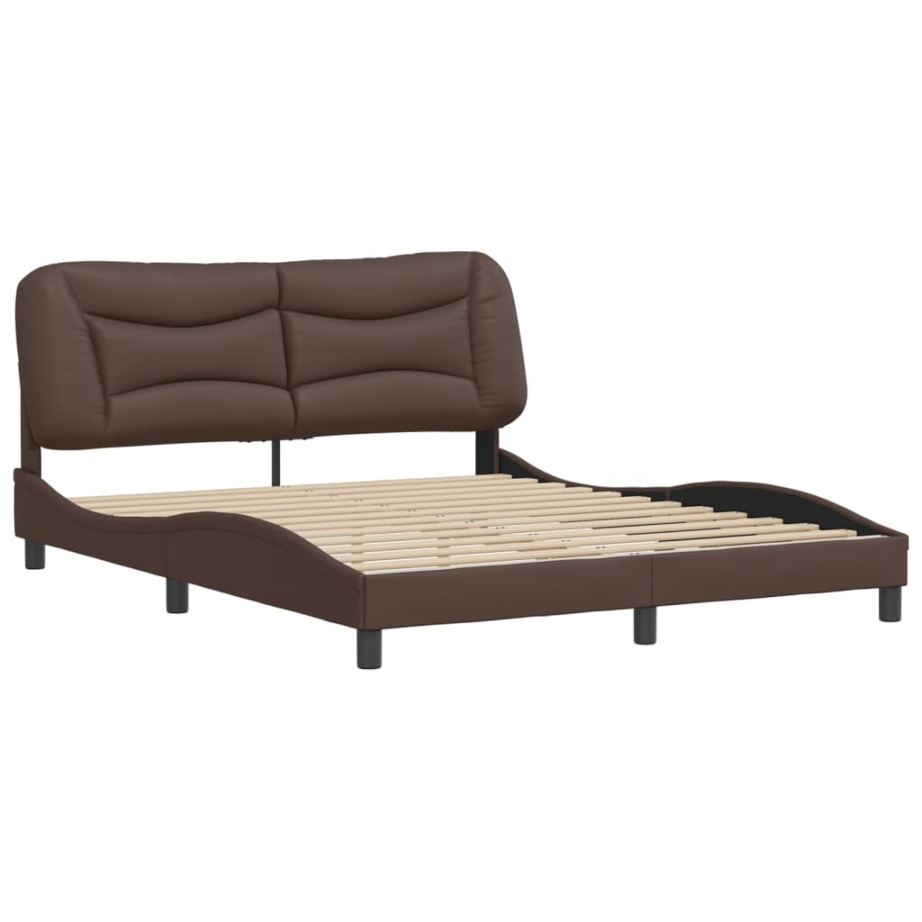 vidaXL Bedframe met hoofdbord kunstleer bruin 160x200 cm afbeelding