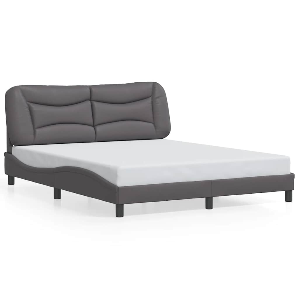 E-shop vidaXL Rám postele bez matraca Hvar sivý 160x200 cm umelá koža