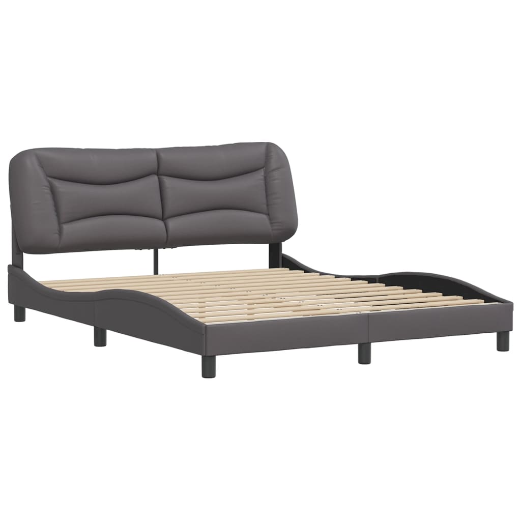 vidaXL Bedframe met hoofdbord kunstleer grijs 160x200 cm afbeelding