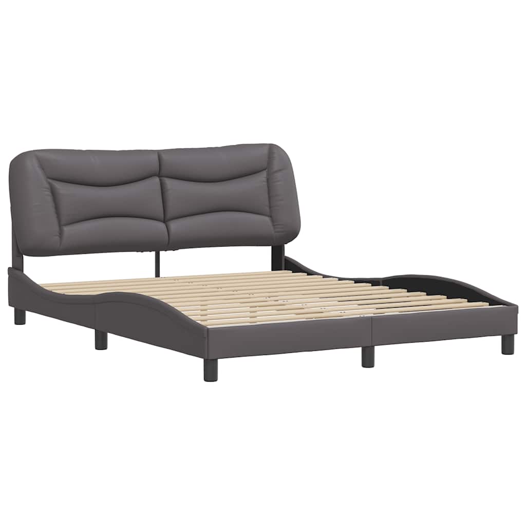 vidaXL Bedframe zonder matras "Hvar" kunstleer grijs 160x200 cm, foto 2