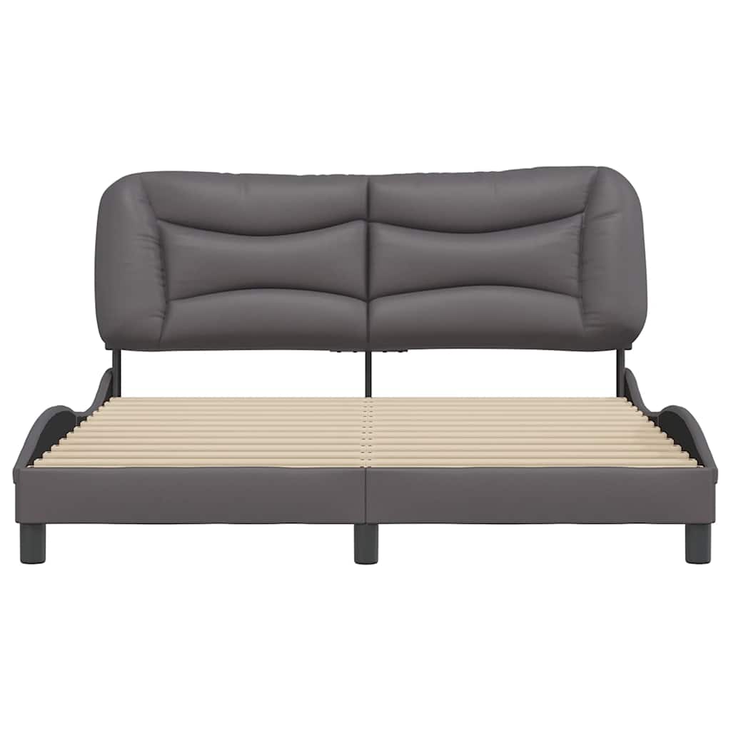vidaXL Bedframe zonder matras "Hvar" kunstleer grijs 160x200 cm, foto 4