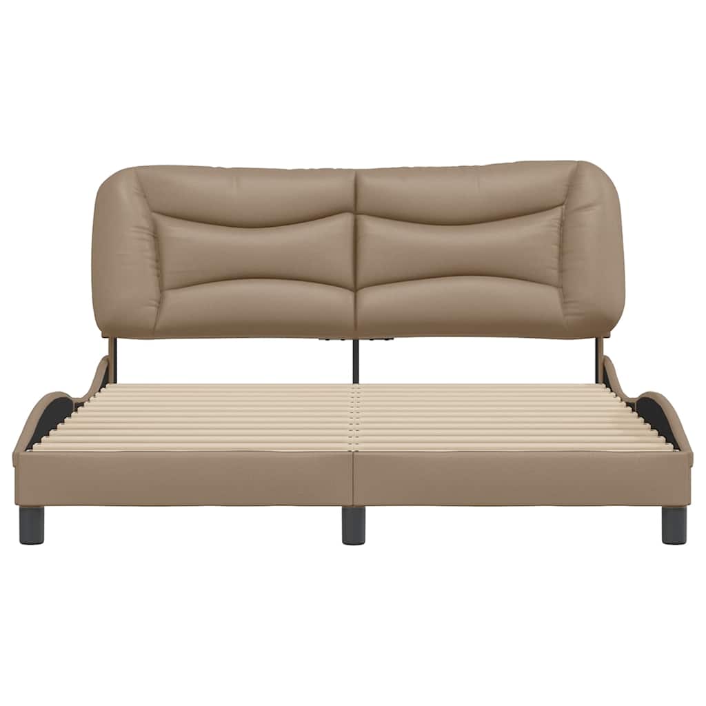 vidaXL Bedframe zonder matras "Hvar" kunstleer cappuccinokleurig 160x200 cm bruin, foto 4