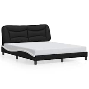 Rám postele bez matrace Hvar černý a bílý 160 x 200 cm umělá kůže - obrázek 2