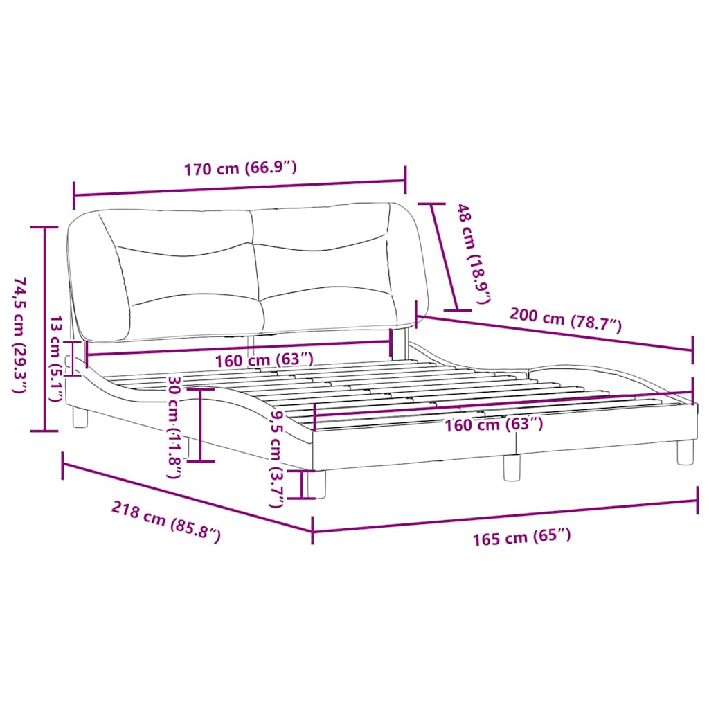 Rám postele bez matrace Hvar bílý a černý 160 x 200 cm umělá kůže - obrázek 13