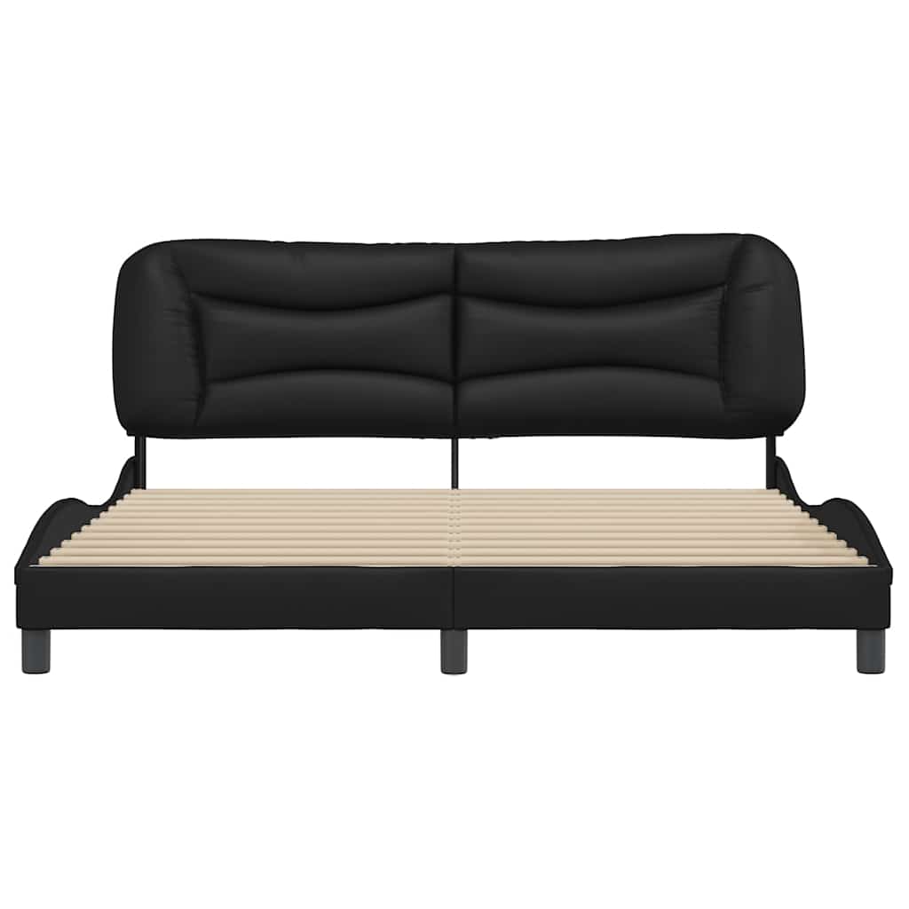 vidaXL Bedframe zonder matras "Hvar" kunstleer zwart 180x200 cm, foto 4