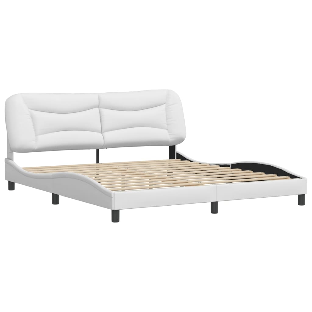 vidaXL Bedframe met hoofdbord kunstleer wit 180x200 cm afbeelding