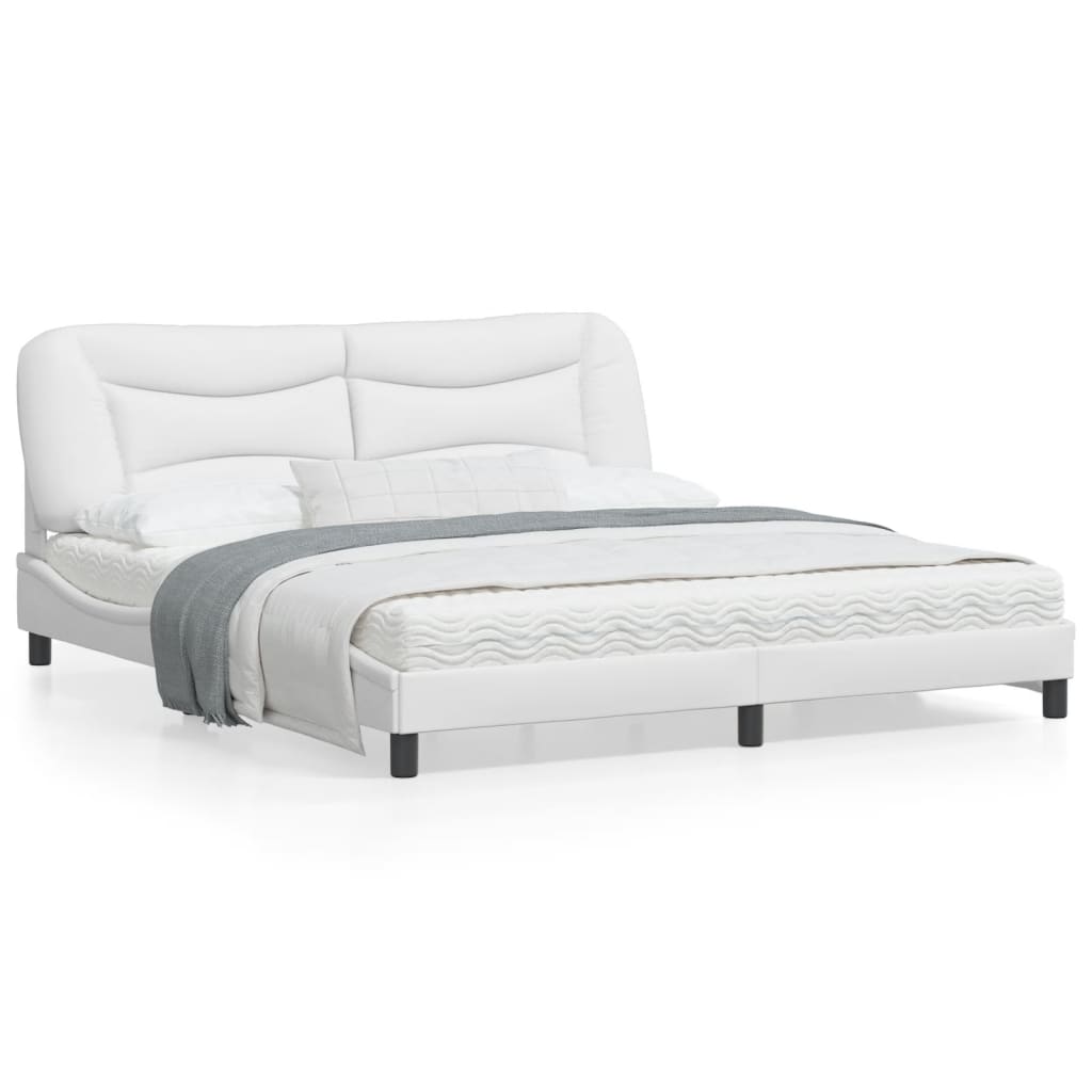 vidaXL Cadre de lit avec tête de lit Blanc 180x200 cm Similicuir