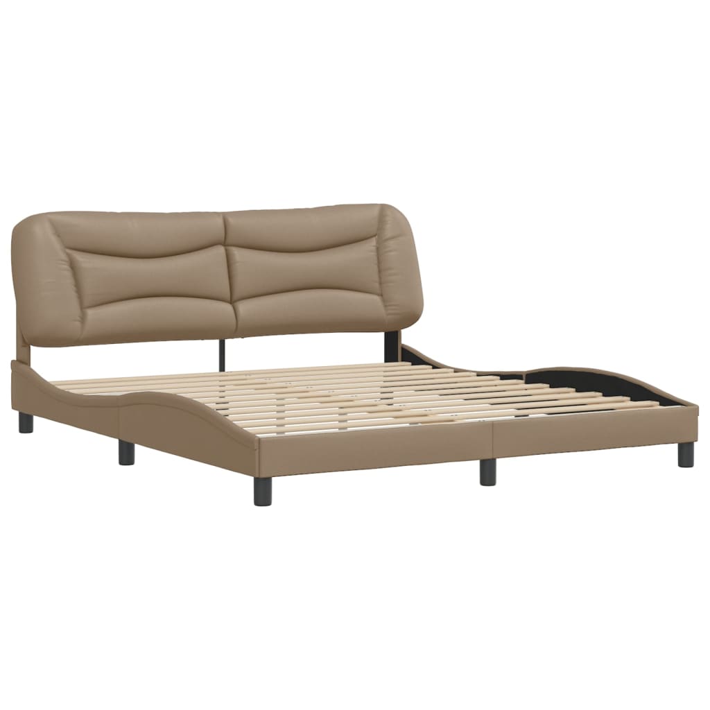 vidaXL Bedframe met hoofdbord kunstleer cappuccinokleurig 180x200 cm afbeelding