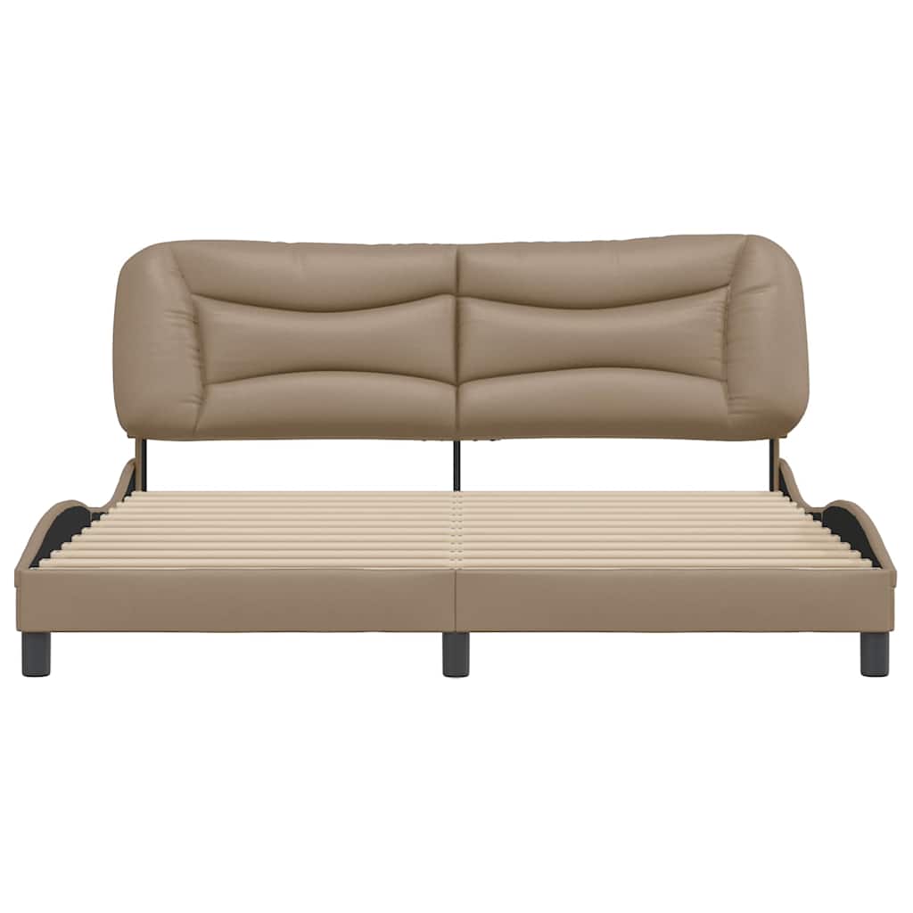 vidaXL Bedframe zonder matras "Hvar" kunstleer cappuccinokleurig 180x200 cm bruin, foto 4