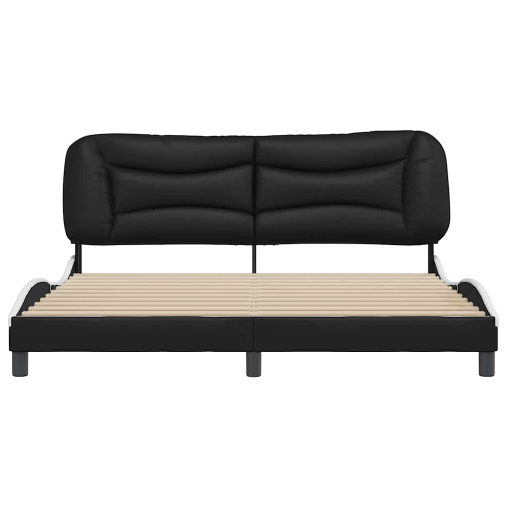 vidaXL Bedframe zonder matras "Hvar" kunstleer zwart en wit 180x200 cm, foto 4
