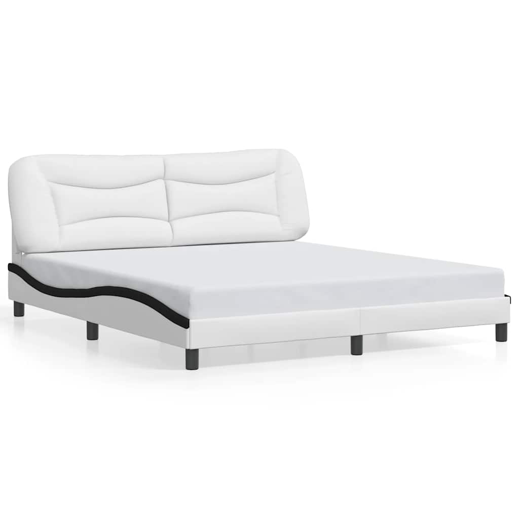 vidaXL Bedframe zonder matras "Hvar" kunstleer wit en zwart 180x200 cm, foto 3