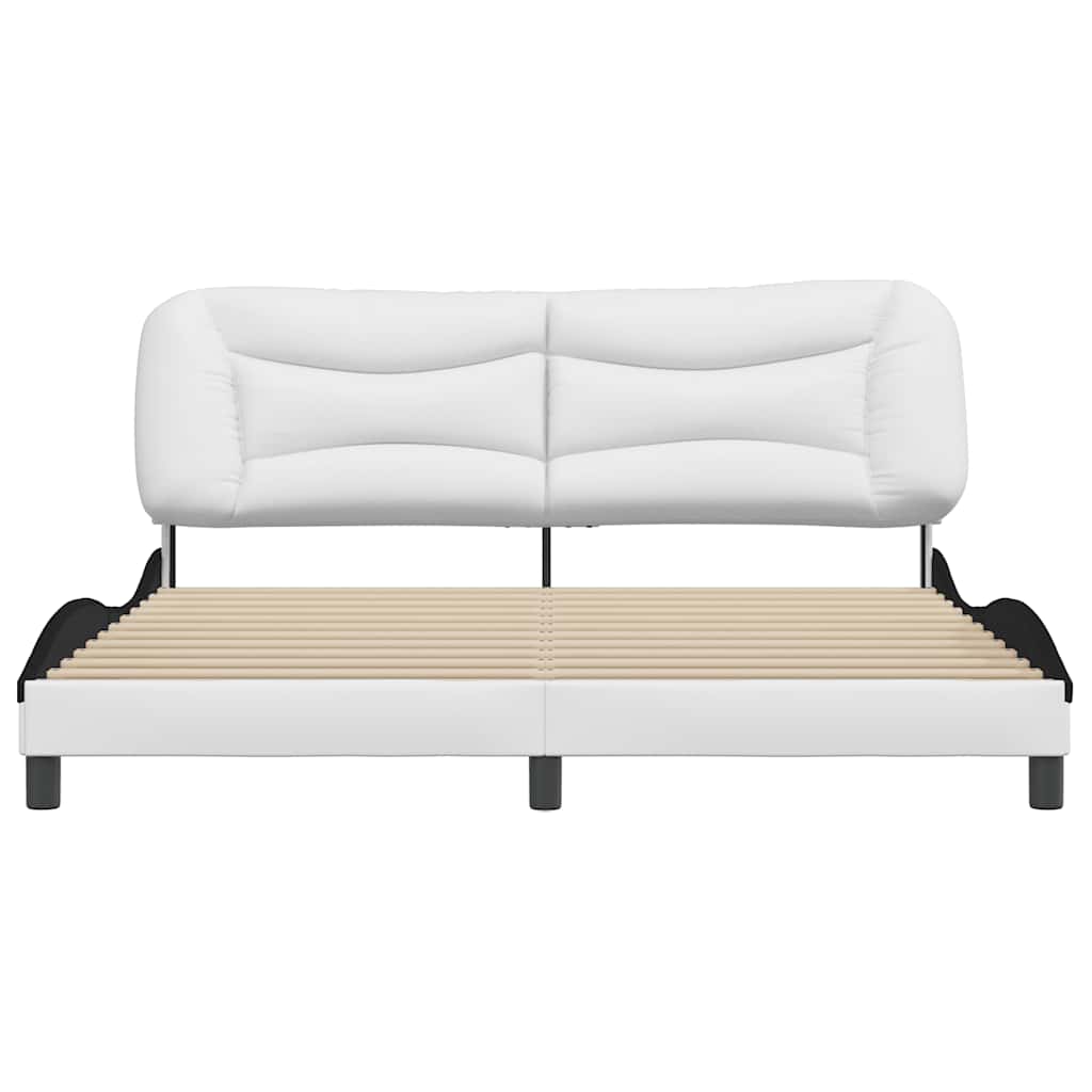 vidaXL Bedframe zonder matras "Hvar" kunstleer wit en zwart 180x200 cm, foto 4