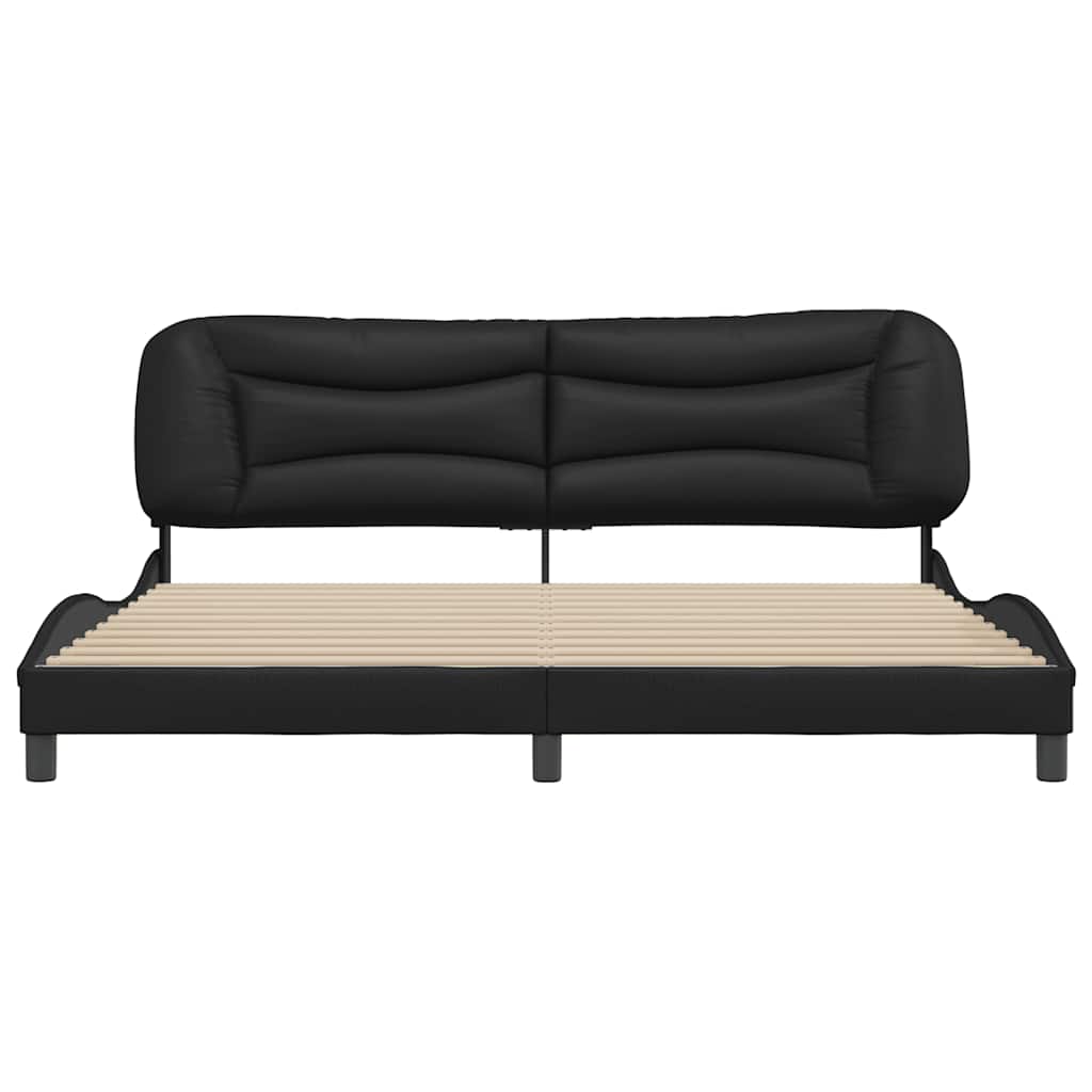 vidaXL Bedframe zonder matras "Hvar"e kunstleer zwart 200x200 cm, foto 4