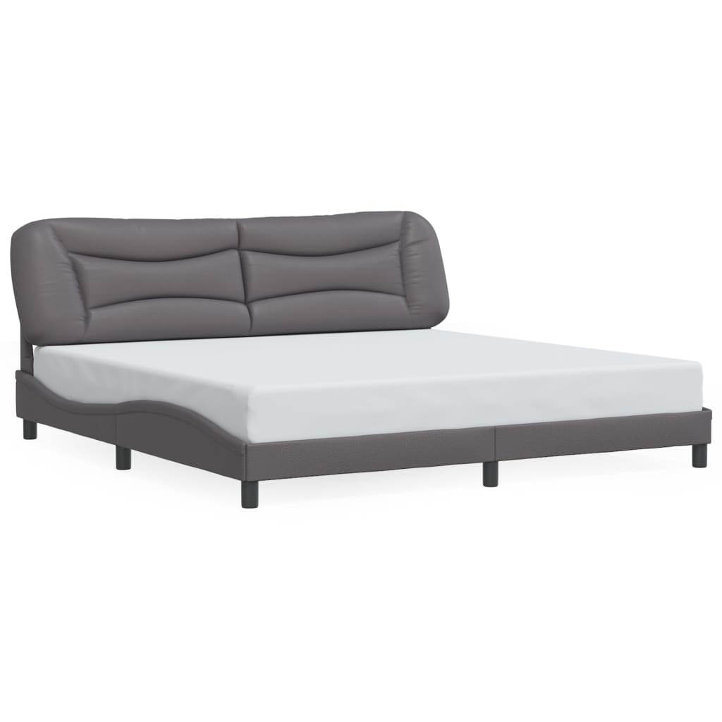 vidaXL Rám postele s čelem šedý 200x200 cm umělá kůže