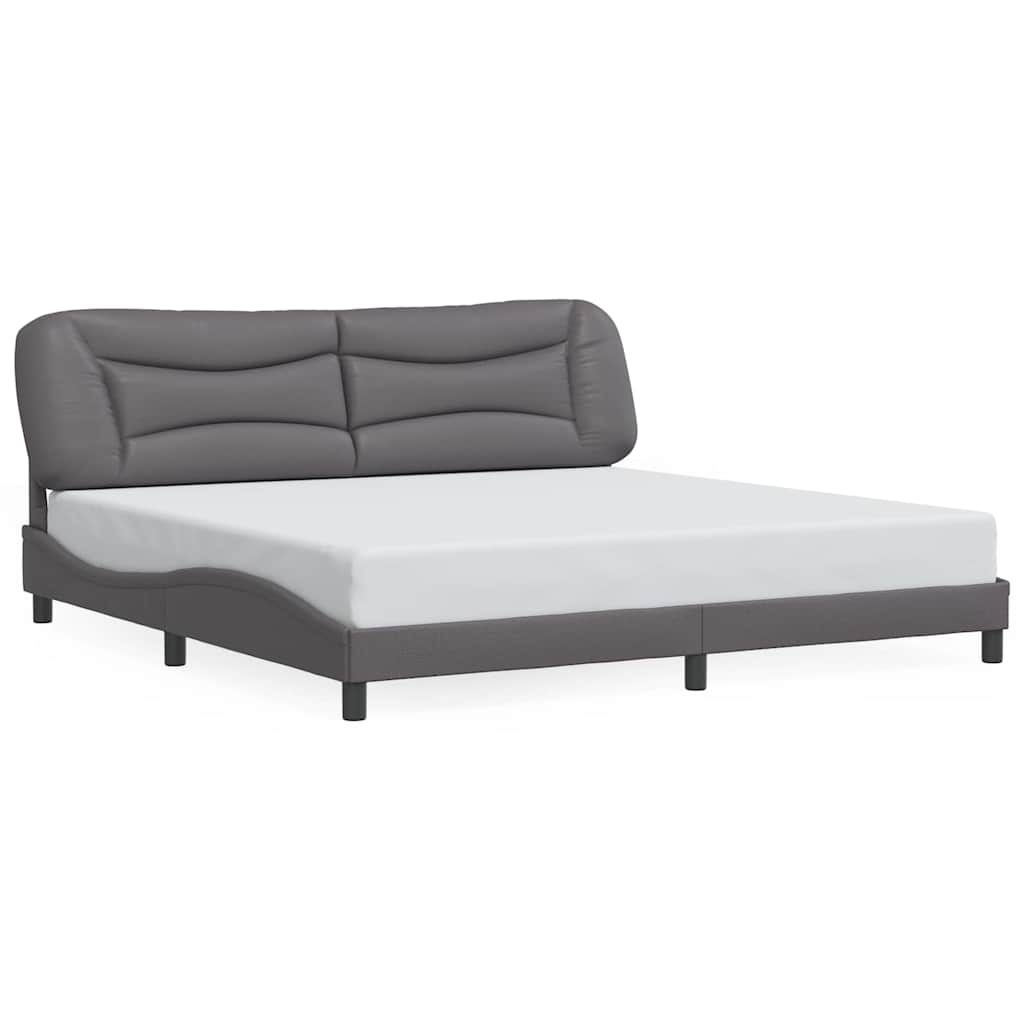vidaXL Bedframe zonder matras "Hvar" kunstleer grijs 200x200 cm, foto 3