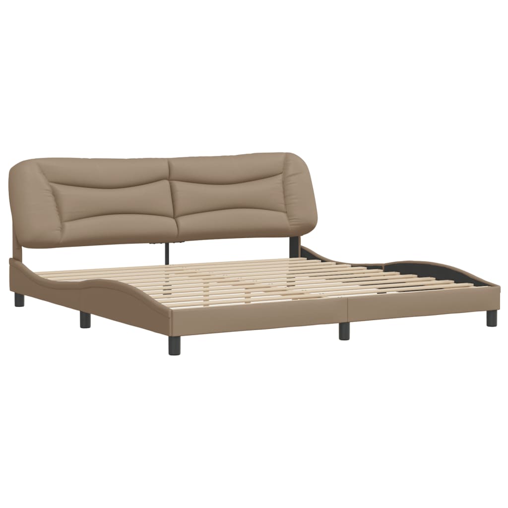 vidaXL Bedframe met hoofdbord kunstleer cappuccinokleurig 200x200 cm afbeelding