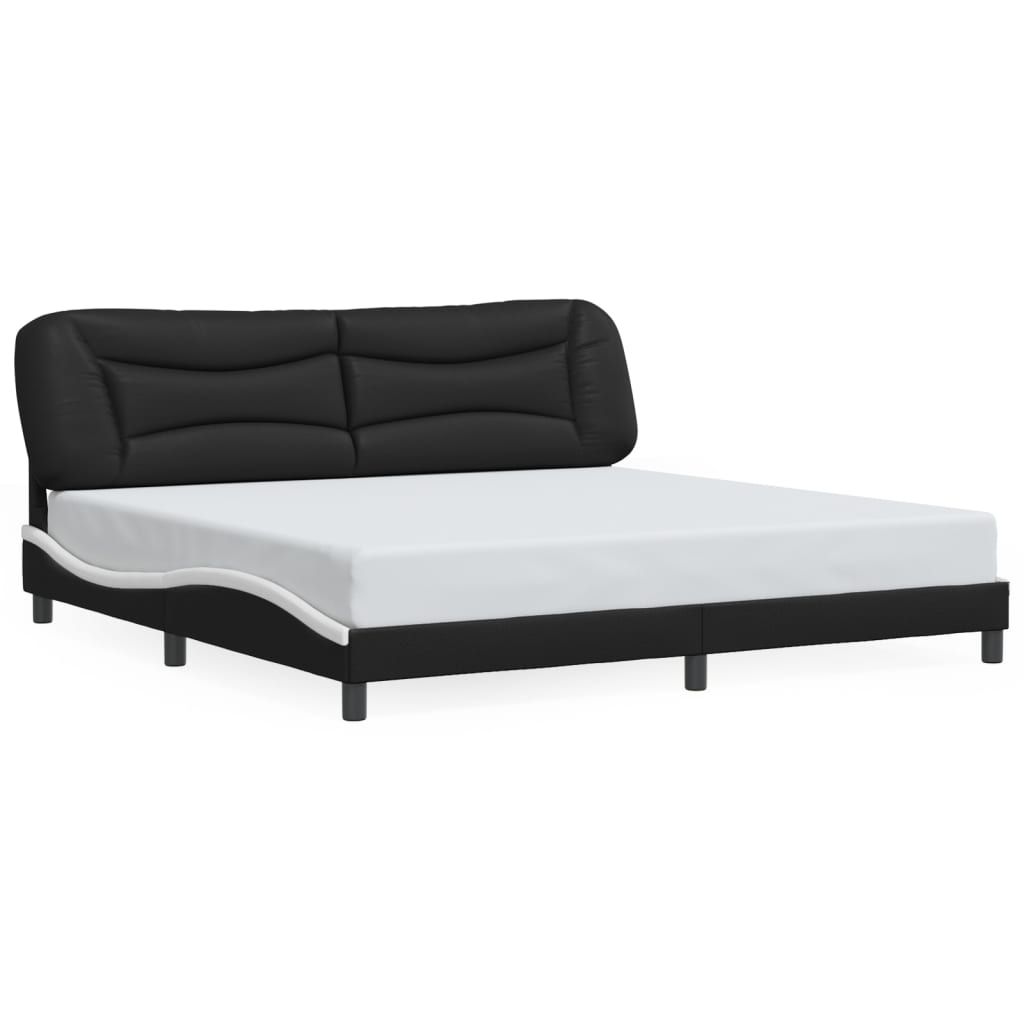 vidaXL Rám postele s čelem černý a bílý 200 x 200 cm umělá kůže