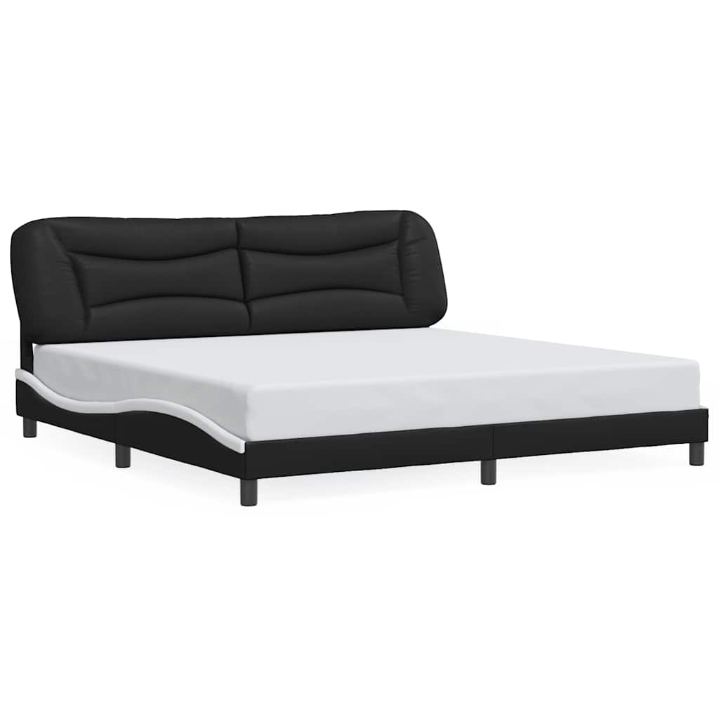 vidaXL Bedframe zonder matras "Hvar" kunstleer zwart en wit 200x200 cm, foto 3