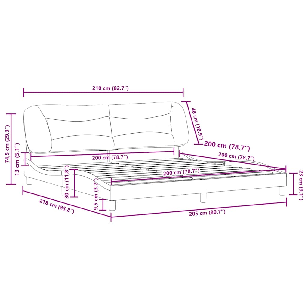 Rám postele bez matrace Hvar černý a bílý 200 x 200 cm umělá kůže - obrázek 13