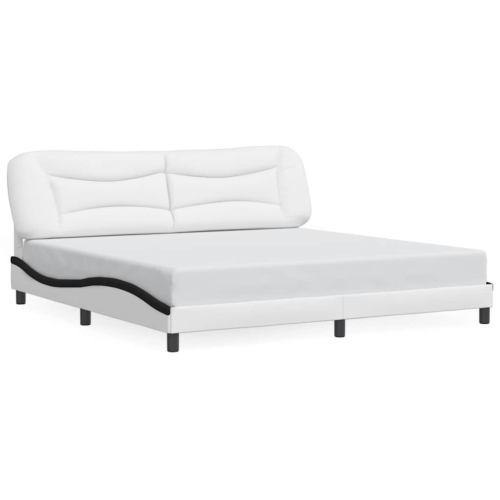 vidaXL Bedframe zonder matras "Hvar" kunstleer wit en zwart 200x200 cm, foto 3