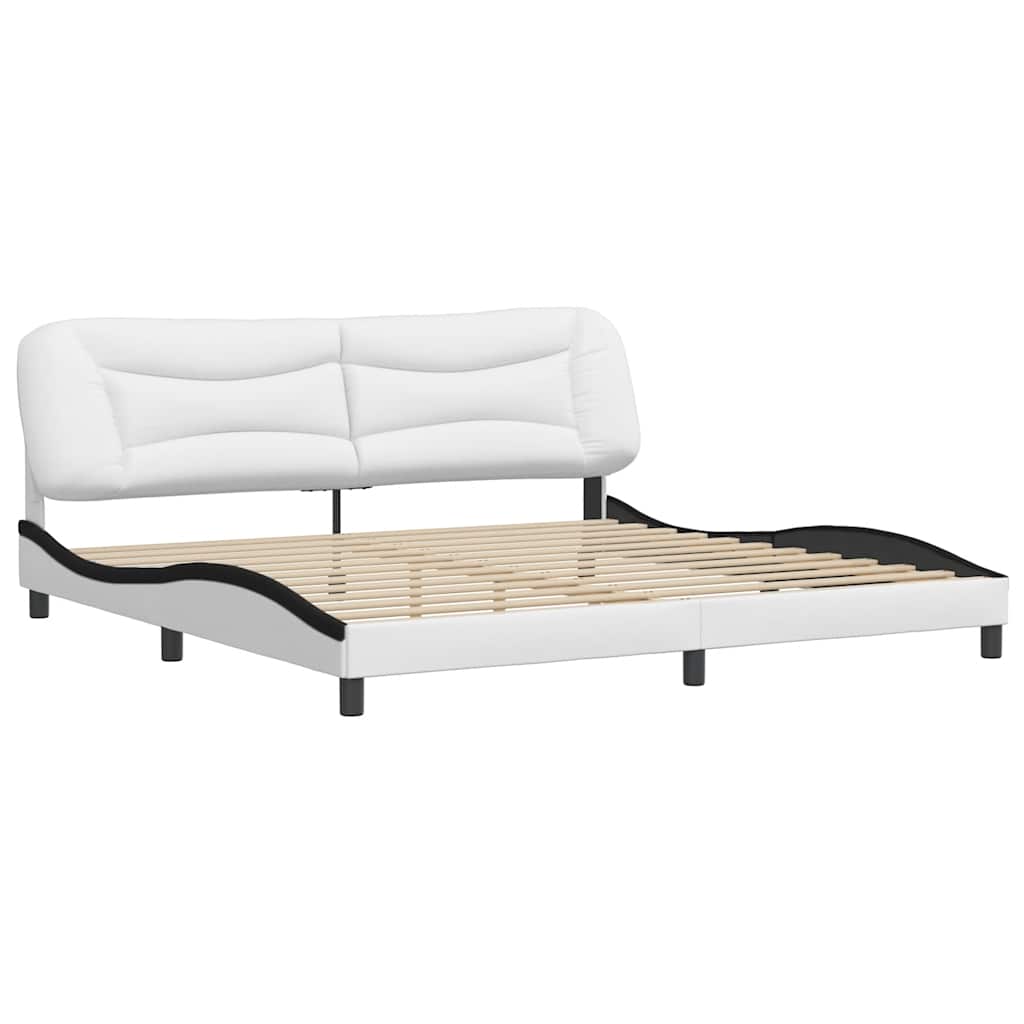 vidaXL Bedframe zonder matras "Hvar" kunstleer wit en zwart 200x200 cm, foto 2