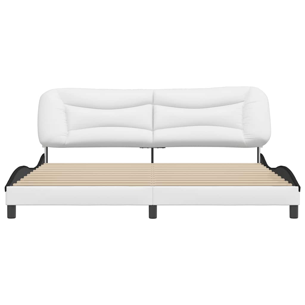 vidaXL Bedframe zonder matras "Hvar" kunstleer wit en zwart 200x200 cm, foto 4