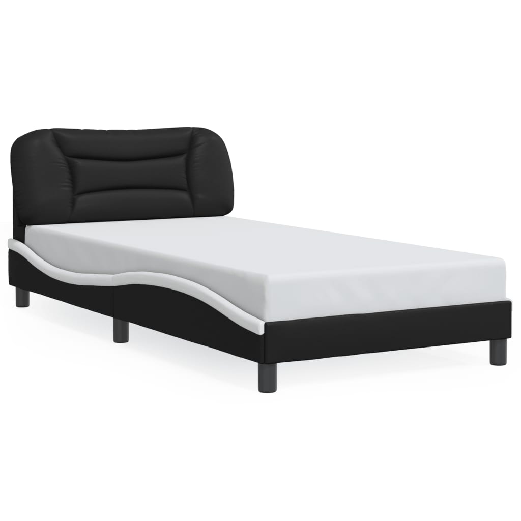 VidaXL Cadre De Lit Sans Matelas Noir Blanc 100x190 Cm Similicuir