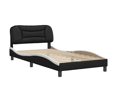 vidaXL Bed Frame without Mattress "Hvar" Black and White 100x190 cm Faux Leather