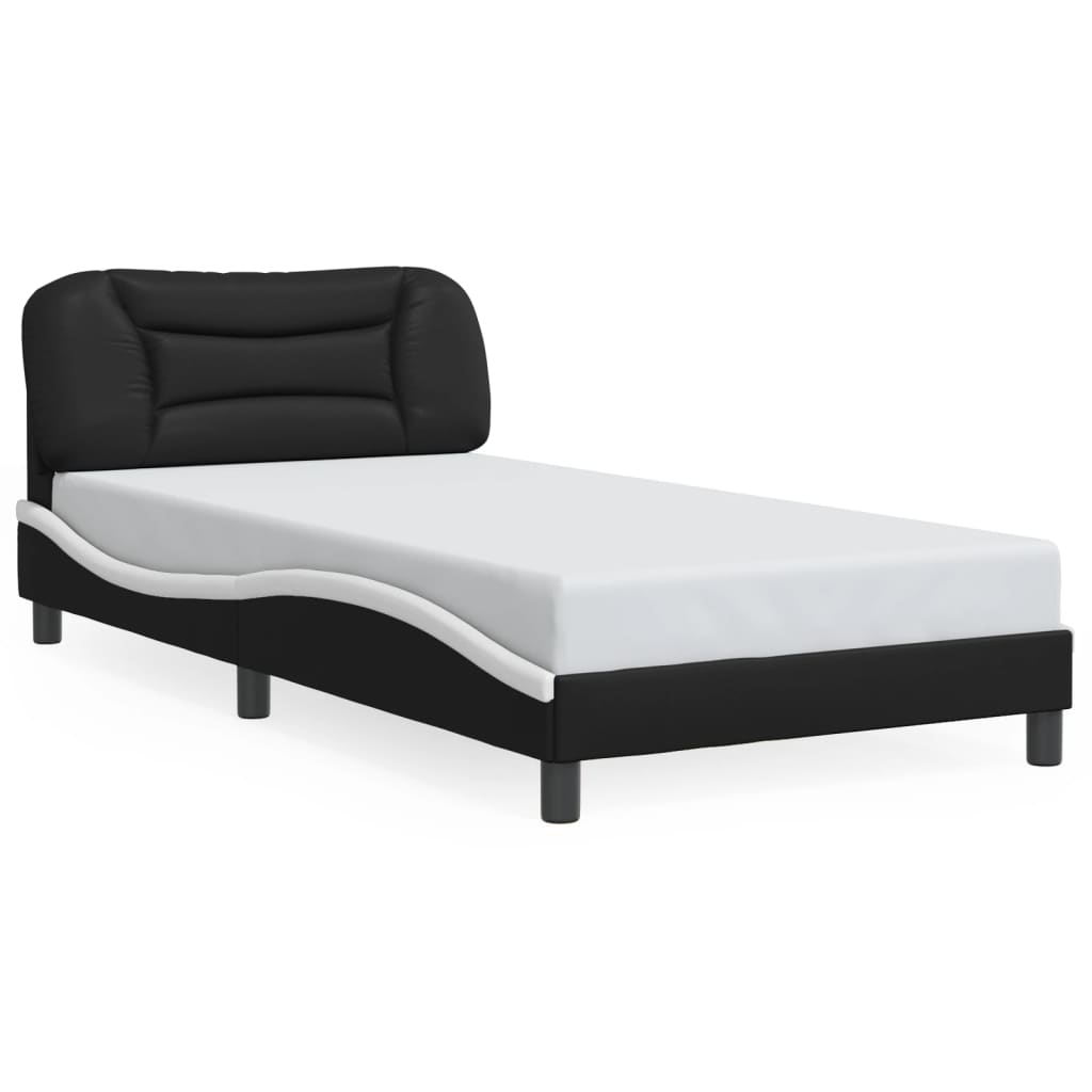 VidaXL Cadre De Lit Sans Matelas Noir Et Blanc 100x203 Cm Similicuir