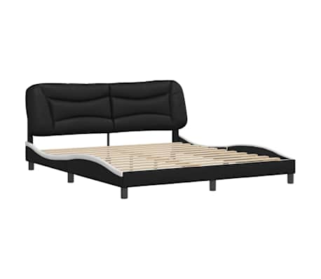 vidaXL Bed Frame without Mattress Black and White 76"x79.9" Faux Leather