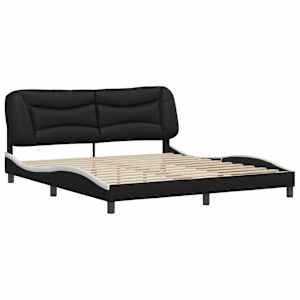 vidaXL Bed Frame without Mattress "Hvar" Black and White 183x213 cm Faux Leather