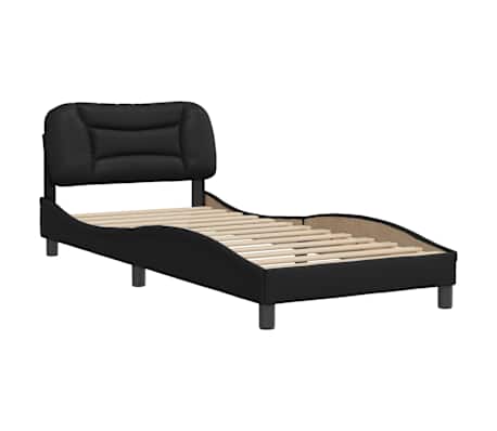 vidaXL Bed Frame without Mattress "Hvar" Black 90x190 cm Single Faux Leather