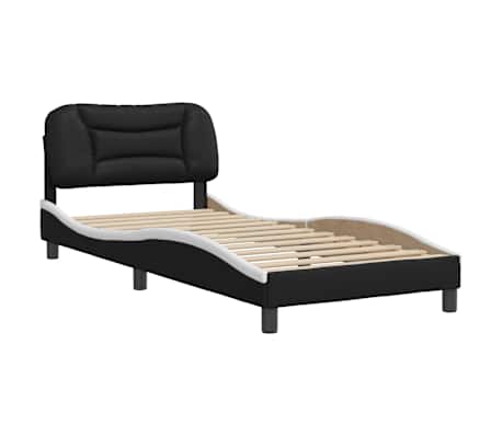 vidaXL R&uacute;mgrind &aacute;n D&yacute;nu Hvar Svart og Hv&iacute;t 90x190 cm Gervile&eth;ur