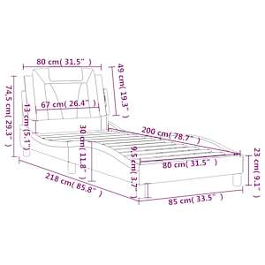 Rám postele Viana bez matrace černý 80 x 200 cm umělá kůže - obrázek 12
