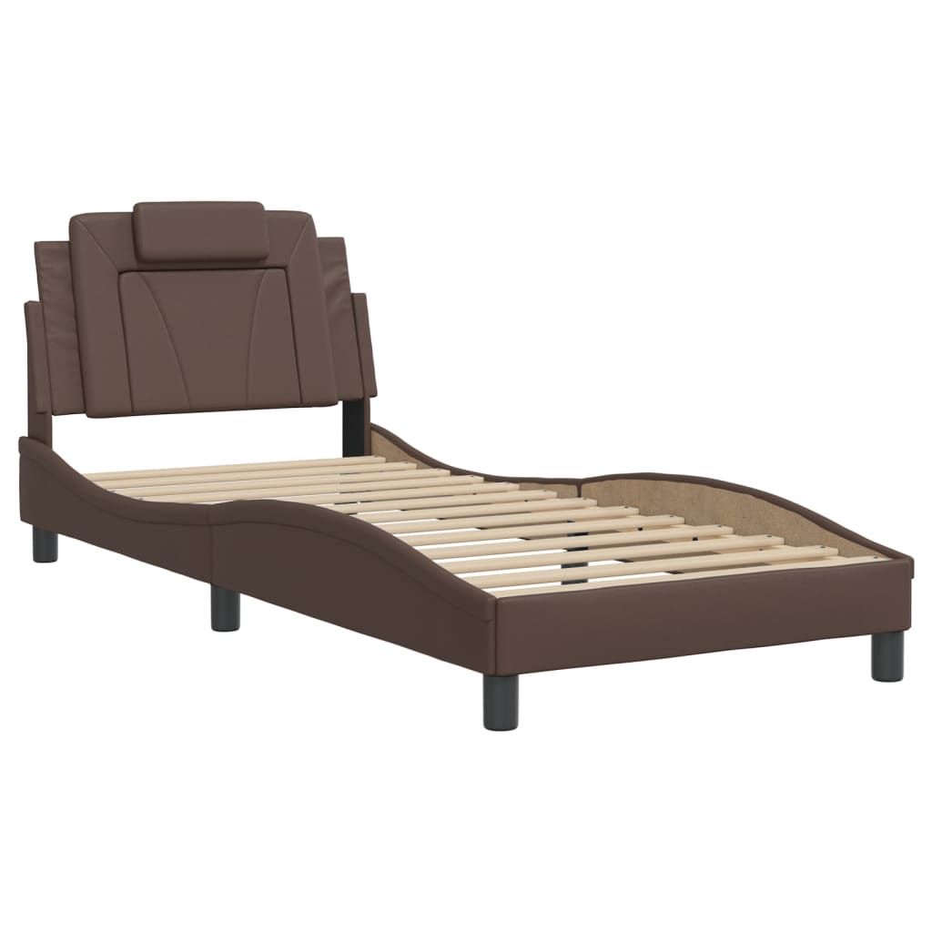 vidaXL Bedframe met hoofdbord kunstleer bruin 80x200 cm afbeelding