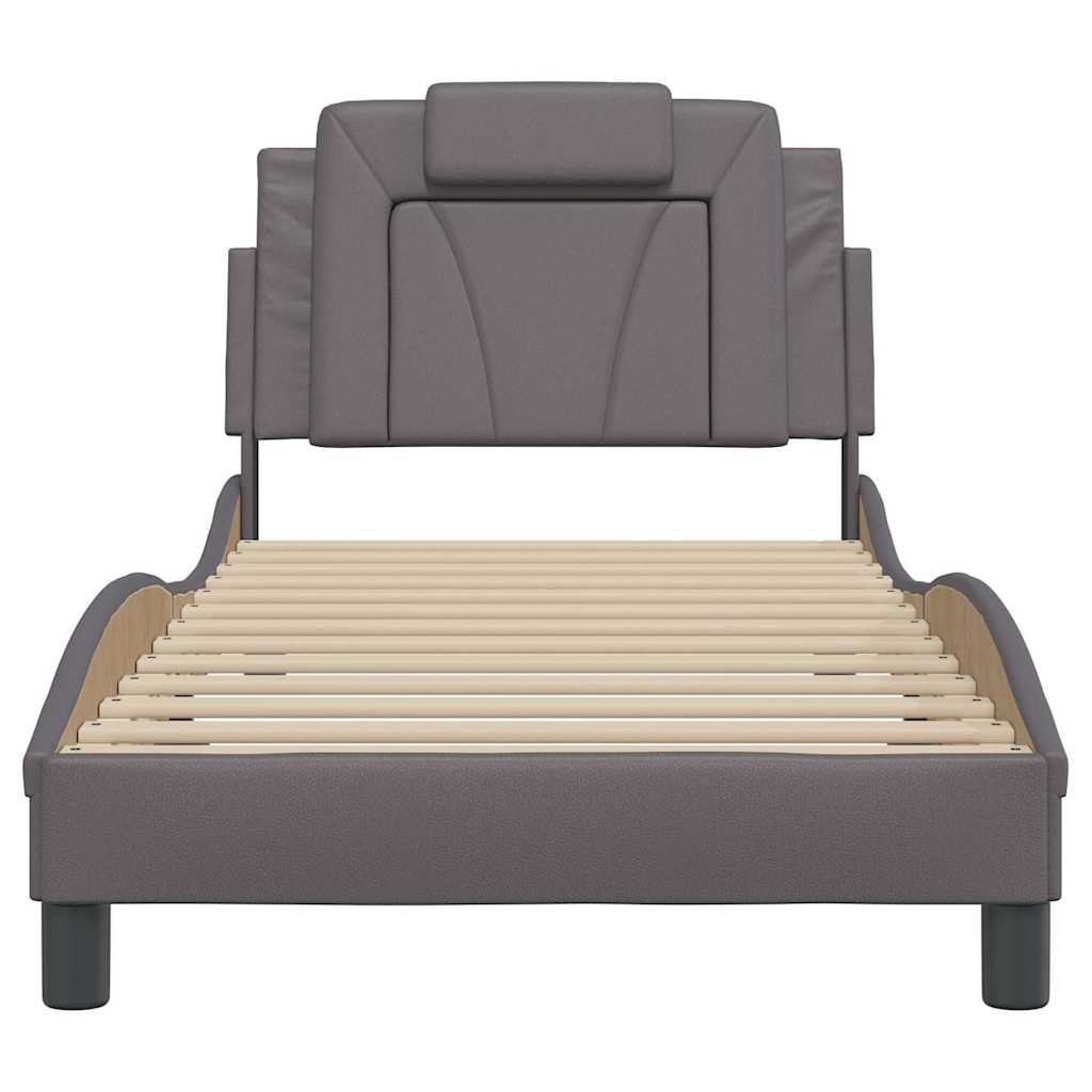 vidaXL Bedframe "Viana" zonder matras kunstleer grijs 80x200 cm, foto 4