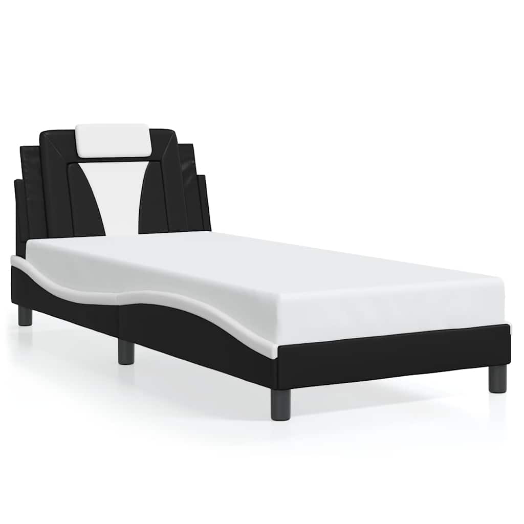 vidaXL Bedframe "Viana" zonder matras kunstleer zwart en wit 80x200 cm, foto 3