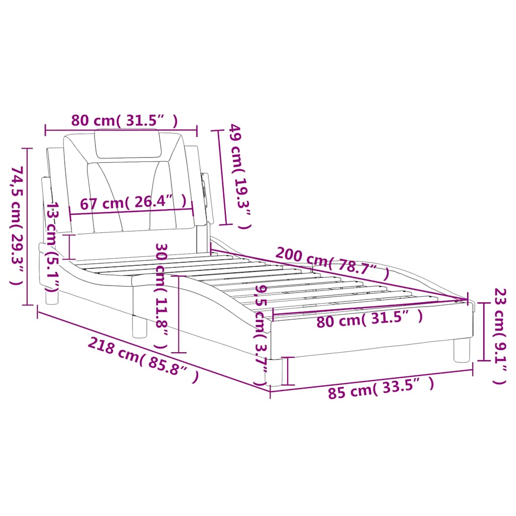 Rám postele Viana bez matrace bílý a černý 80 x 200 cm umělá kůže - obrázek 13