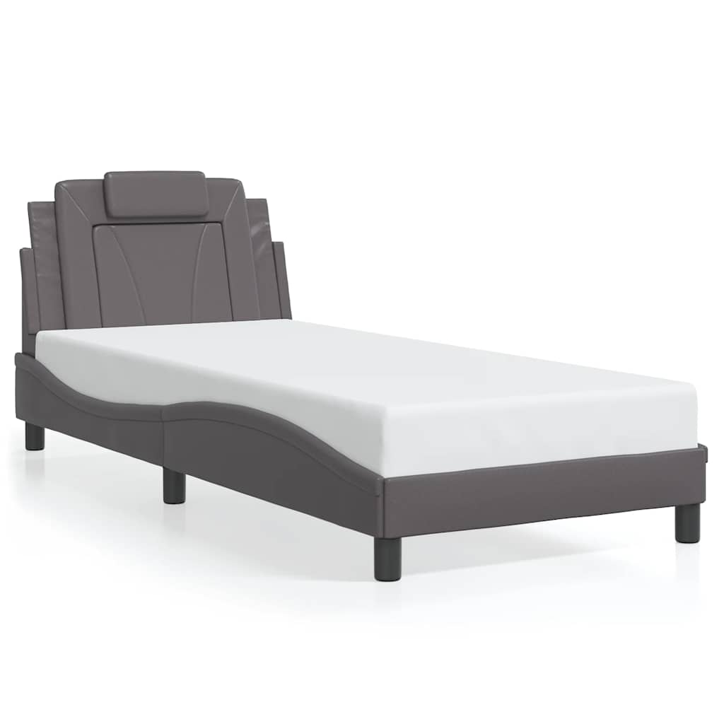 E-shop vidaXL Rám postele Viana bez matraca sivý 90x190 cm umelá koža