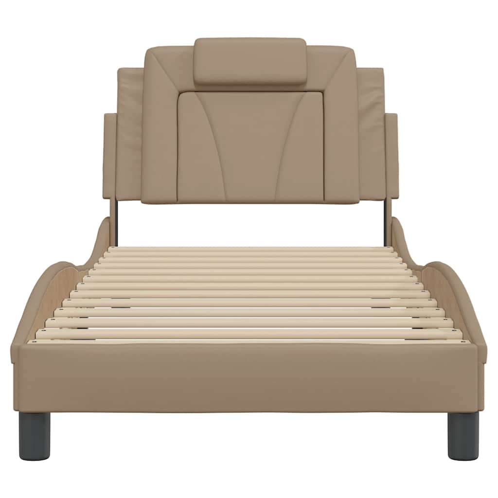 vidaXL Bedframe "Viana" zonder matras kunstleer cappucinnokleurig 90x190 cm bruin, foto 4