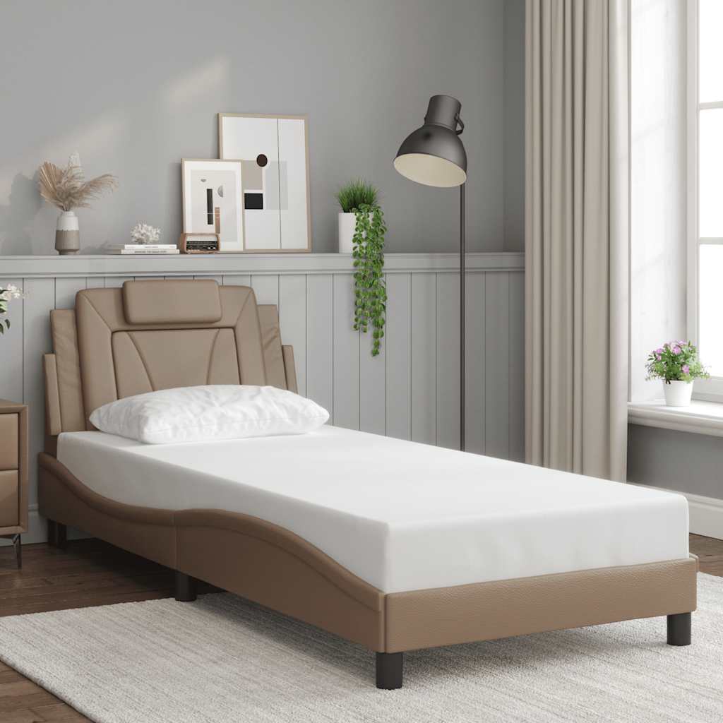 vidaXL sengeramme uden madras Viana 90x190 cm kunstlæder cappuccinofarvet