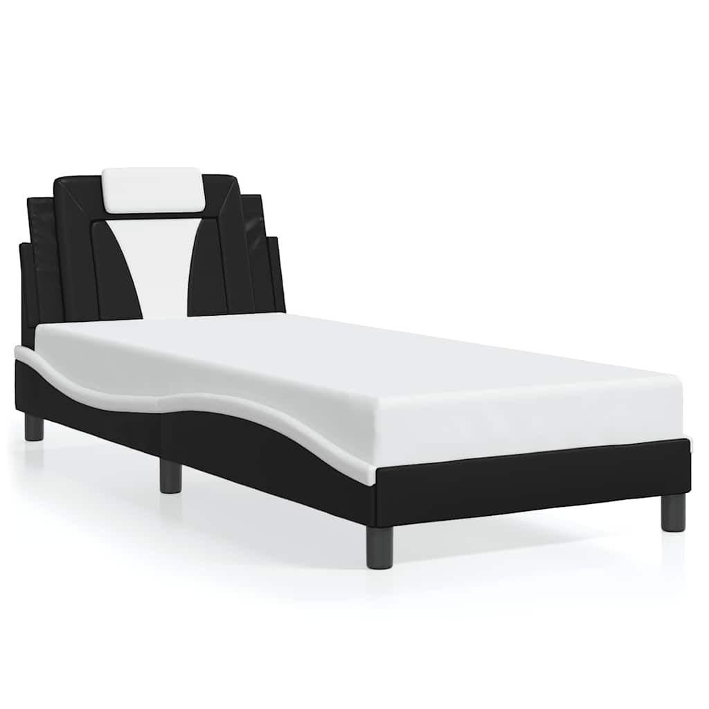 E-shop vidaXL Rám postele Viana bez matraca čierno-biely 90x190 cm umelá koža