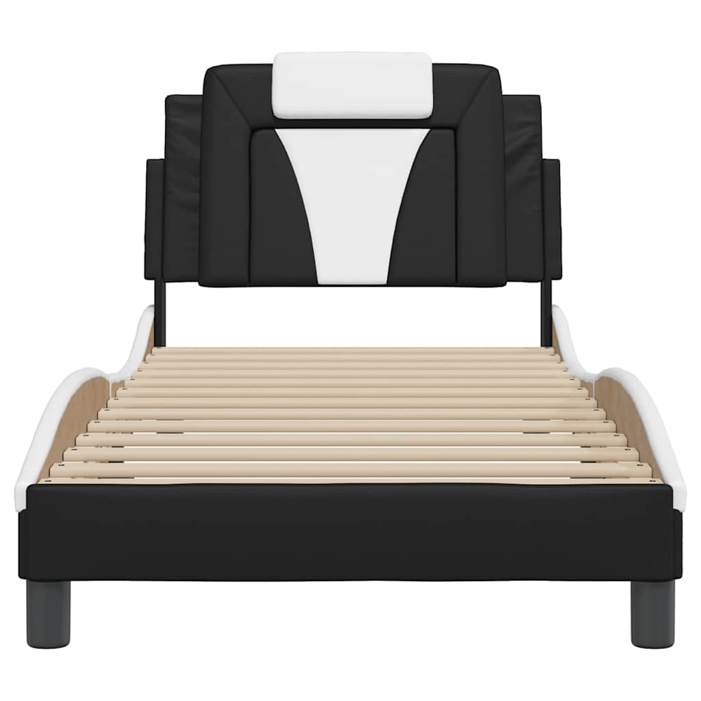 vidaXL Bedframe "Viana" zonder matras kunstleer zwart en wit 90x190 cm, foto 4